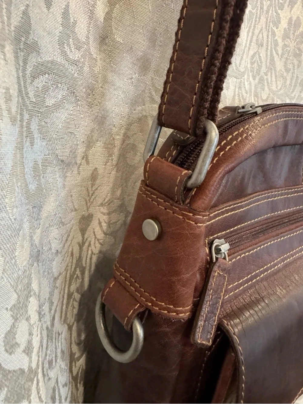 Jack Georges VTG Voyager Leather Crossbody Bag Brown Buffalo Leather